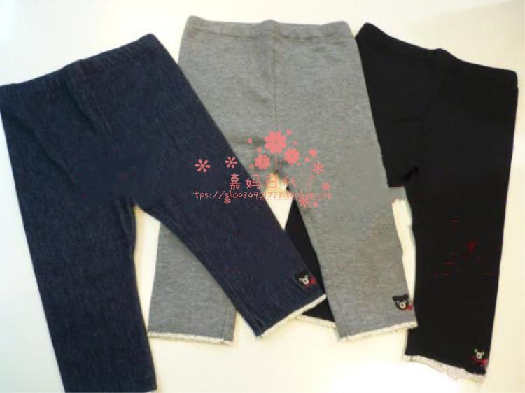 mikihouse女宝蕾丝边9分打底裤