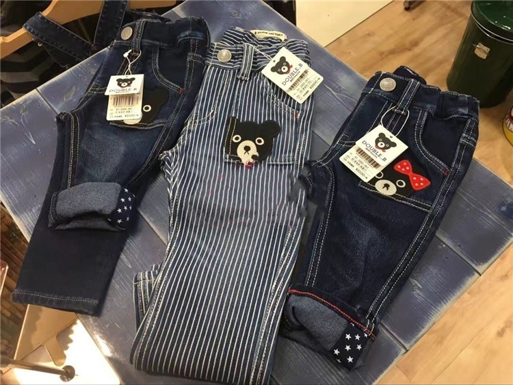 熊头刺绣软牛仔裤MIKIHOUSE长裤