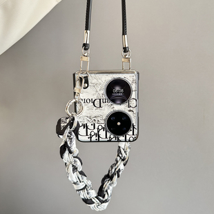 适用华为Pocket2手机壳高级斜跨p50pockets丝巾折叠屏新款保护壳手提链条新品保护套女斜挎外壳