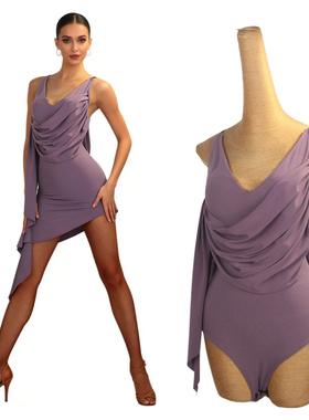 ZS灰紫调  拉丁舞连体衣吊带摩登舞国标舞艺考艺考练习上衣 Y407