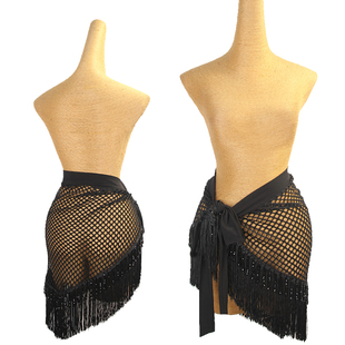 L503 绑带短裙 ZS超亮玻璃流苏 拉丁舞臀巾女练功服舞蹈腰带一片式