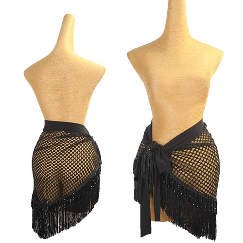 ZS超亮玻璃流苏 拉丁舞臀巾女练功服舞蹈腰带一片式绑带短裙 L503