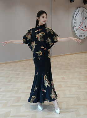 ZS摩登舞服半身成人女国标舞艺考裙舞蹈练习包臀性感鱼尾长裙 M49