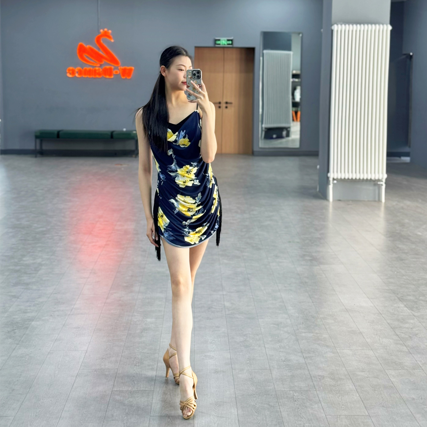 ZS褶皱流苏 拉丁舞性感美背舞蹈练功服练习 艺考表演连衣裙 L602