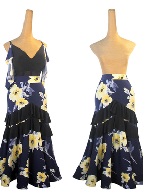 ZS摩登舞服半身成人女国标舞艺考裙舞蹈练习包臀性感鱼尾长裙 M50