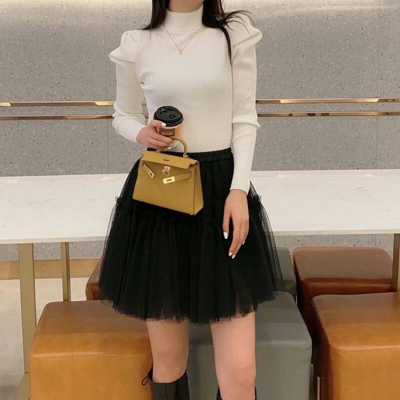 半身裙新款短裙黑色50厘米原创仙女复古胖mm赫本风显瘦飘逸优雅