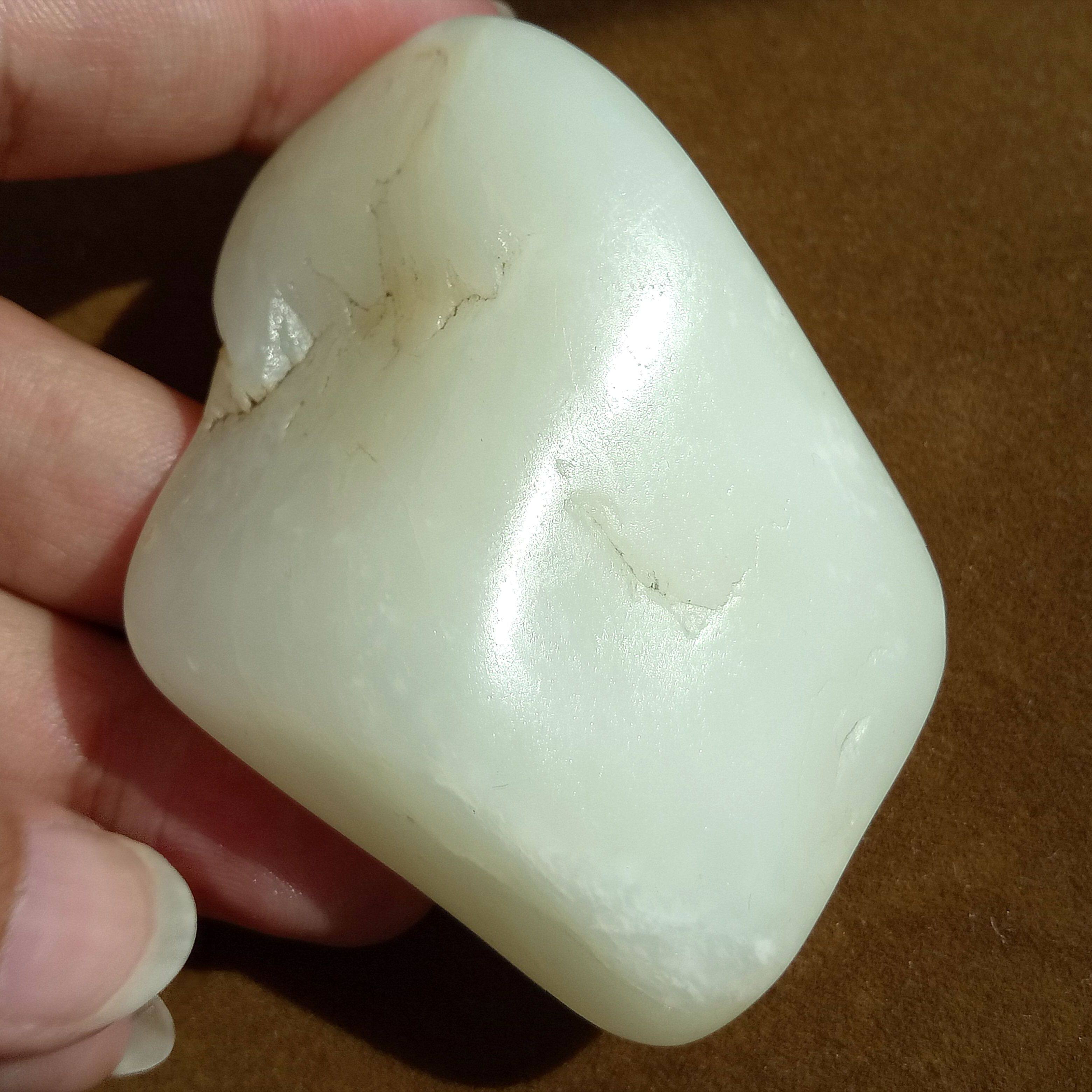 已结缘 新疆和田羊脂玉原石独籽 白玉山流水原石把件雕刻料