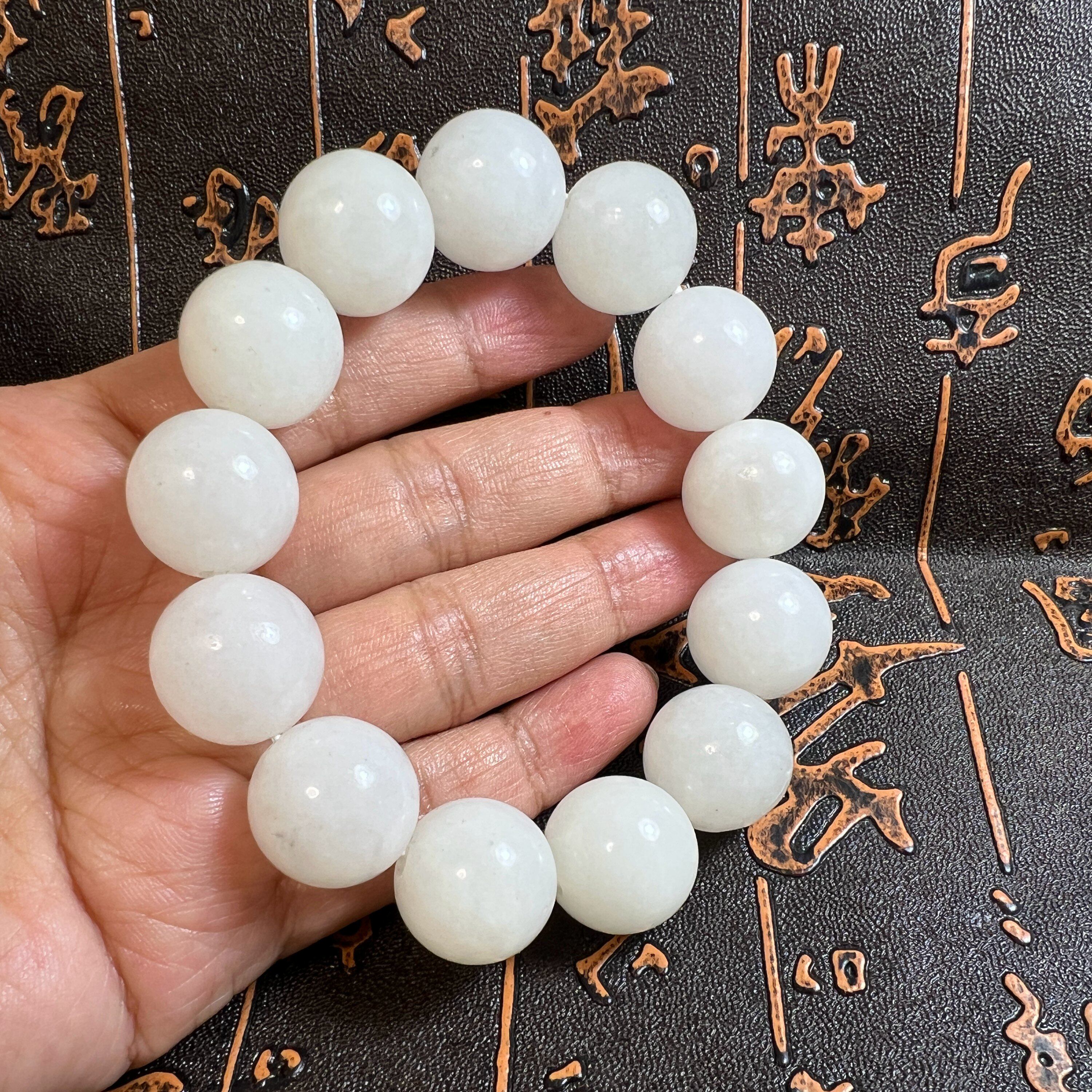 83g新疆天然和田白玉手串手链羊脂玉一级白念珠把玩盘玩