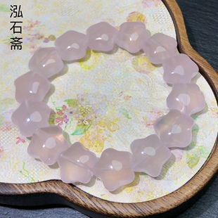 EE0548 天然粉晶手链串西柚粉五角星星15mm原创小清新首饰礼物