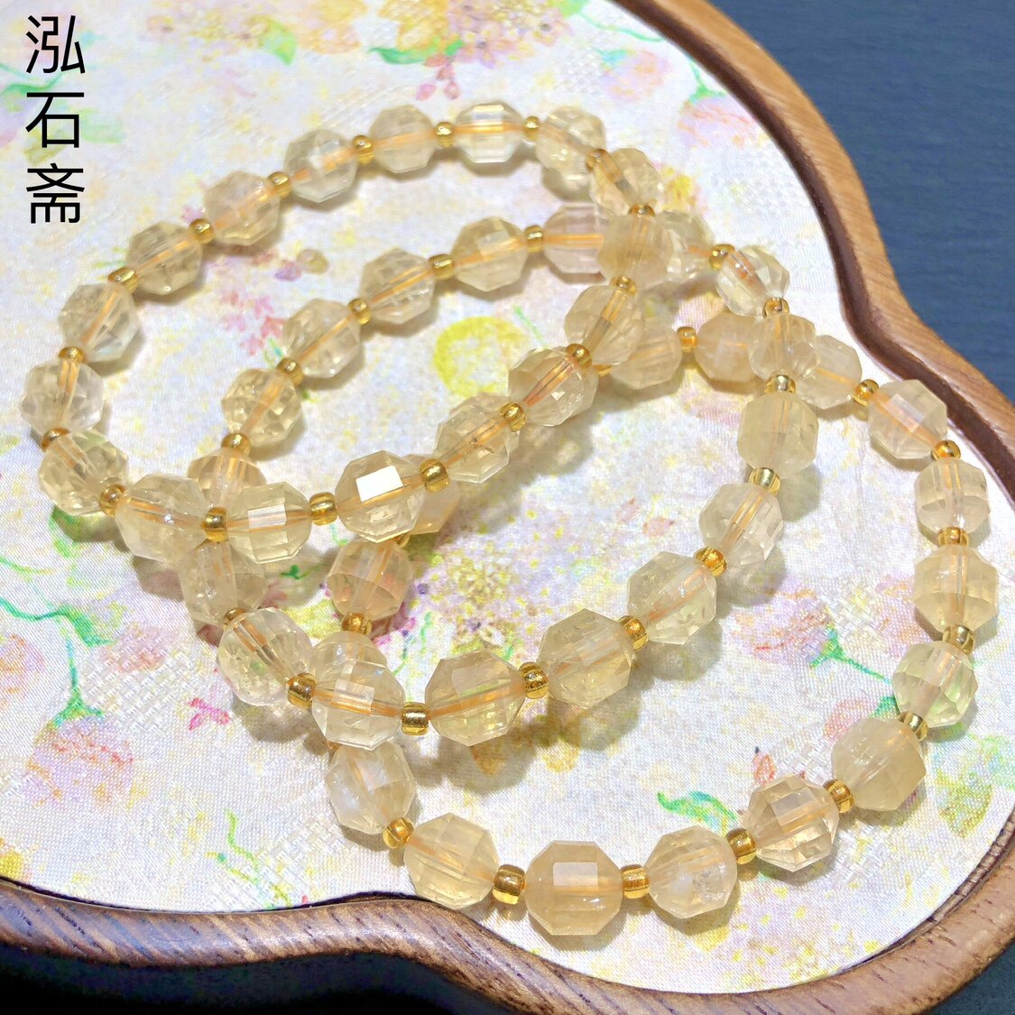 QQ0959 天然黄水晶刻面桶珠手链串7-8mm棱柱款阿塞男女首饰礼物