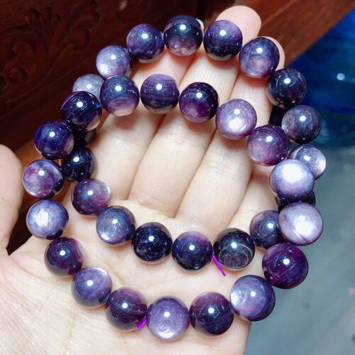R834 巨峰葡萄 天然星光紫锂云母手链单圈闪亮透光猫眼天然水晶