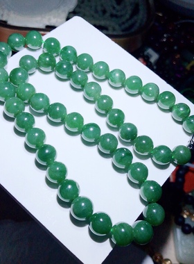 V992 天然和田玉碧玉项链9mm菠菜绿老料锁骨链妈妈链女颈饰首饰链