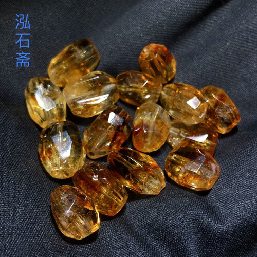 1A766 天然黄水晶随行黄塔晶阿塞通孔配件13mmdiy手链串刻面 微瑕