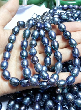 T522 天然珍珠手链单圈炫彩大溪地拉贡色高货8mm米桶珠 淡水珍珠