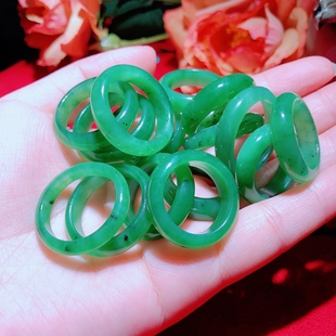 泓石斋 天然和田玉碧玉乌兰海苹果绿指环指圈流行戒指指环