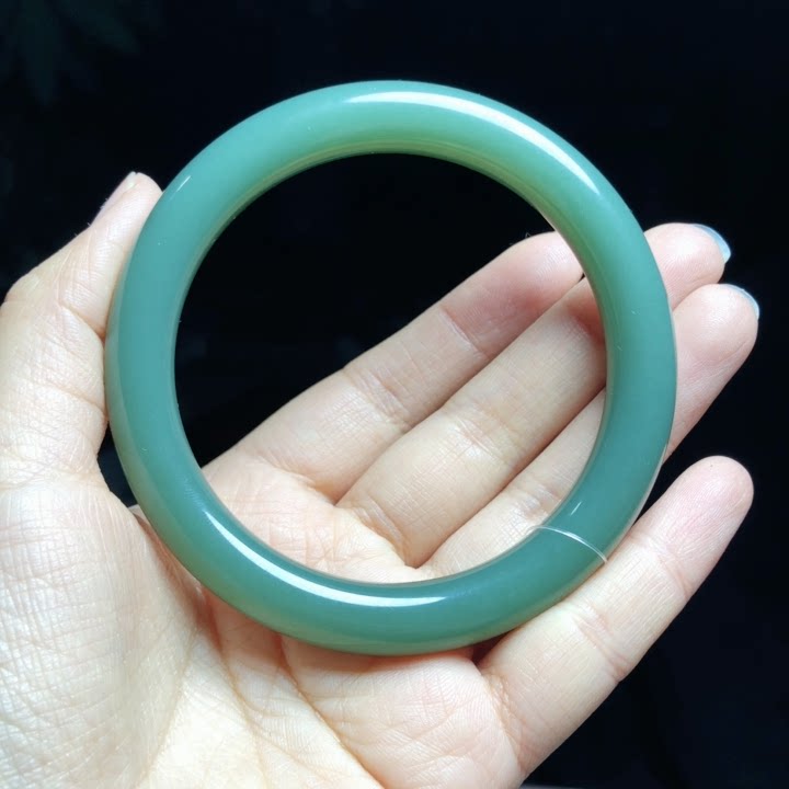 5mm52g天然和田玉碧玉手镯鸭蛋青粉青 细料