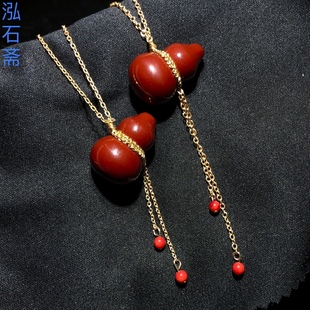 红葫芦吊坠锁骨项链本命年24mm女防过敏防掉色普通饰品 1A795
