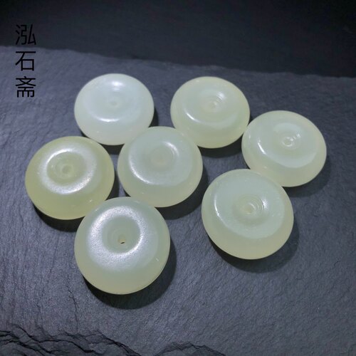 ZZ0710天然黄口汉白玉平安扣吊坠面包扣24mm阿富汗玉情侣礼物有瑕