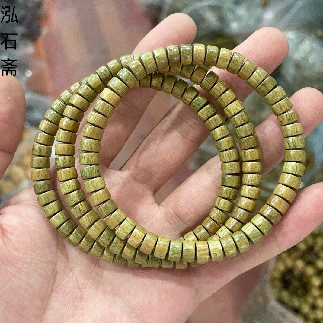 2A50 文玩绿檀木直切手链串手捻木质盘玩单圈约7mm手持简约小清新