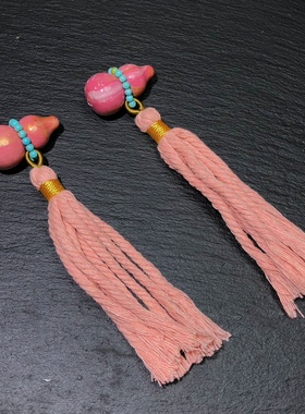 J535 天然大漆葫芦车挂流苏包挂斜挎流体大漆配件3cm