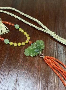 Q141天然和田玉凤飞凰吊坠男女款挂件原创玉坠玉佩精雕40/23mm