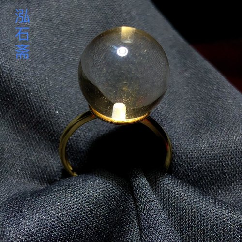 1A569 天然白水晶泡泡珠戒指s925银约14mm全净体活口指环戒圈