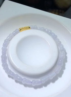 OO0741 天然A货翡翠葫芦手链5/8mm紫翡手串茄紫色缅甸料玉石礼物