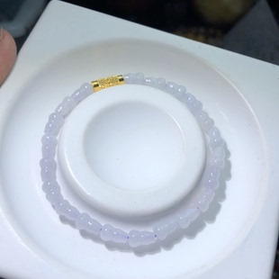 天然A货翡翠葫芦手链5 OO0741 8mm紫翡手串茄紫色缅甸料玉石礼物