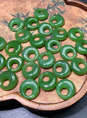 ZZ0121 天然和田玉碧玉公主扣吊坠子母扣14mmdiy耳坠手链配件滴流