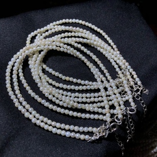1A313 天然白珍珠手链串s925银baby珠2-3mm淡水珠单圈女