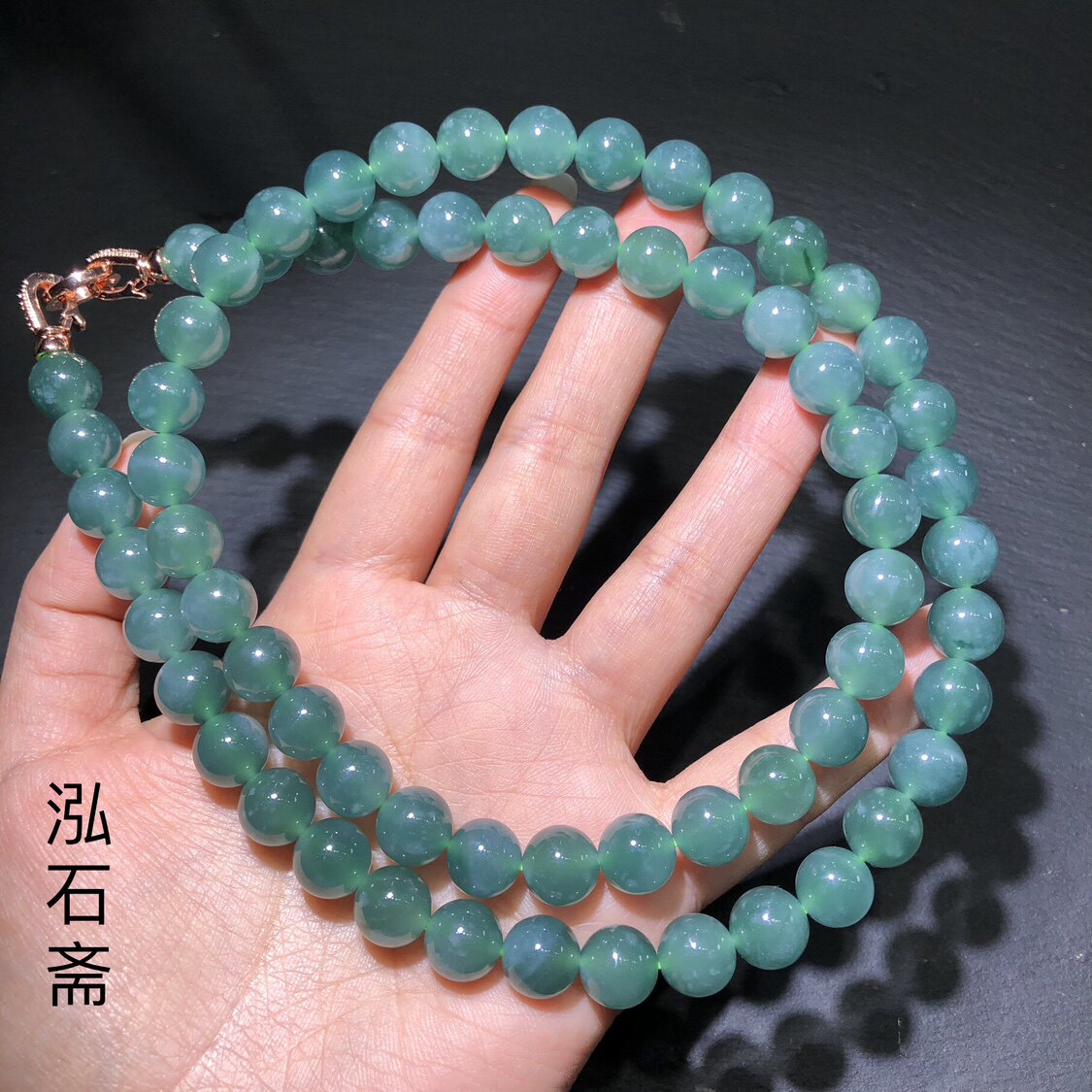 OO0007 天然A货翡翠锁骨链冰蓝水翡翠项链10mm高货 支持复检