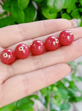 U634天然蔷薇辉石吊坠18金路路通吊坠项链11mm玉化红宝石红挂件