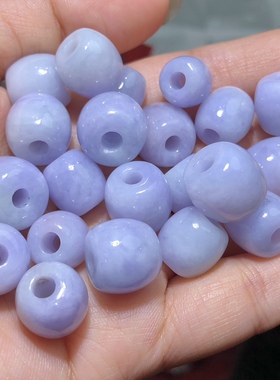 KK0589缅甸天然A货翡翠桶珠紫翡路路通吊坠单珠春彩茄紫色10-11mm