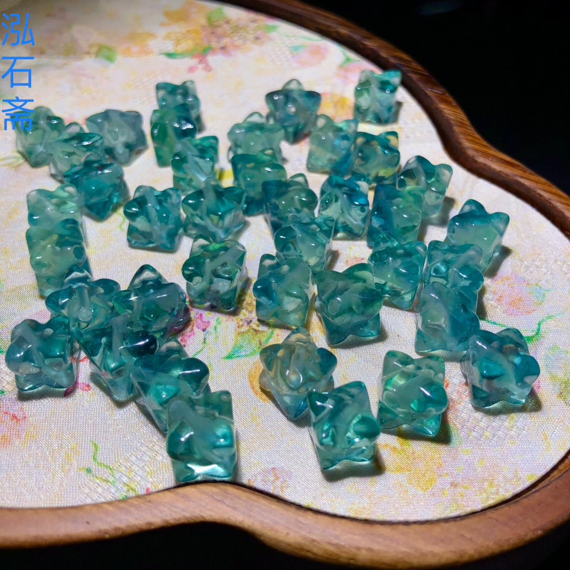 YY0487 天然萤石梅尔卡巴通孔配件绿萤石方糖8mm暖宫石手链配饰