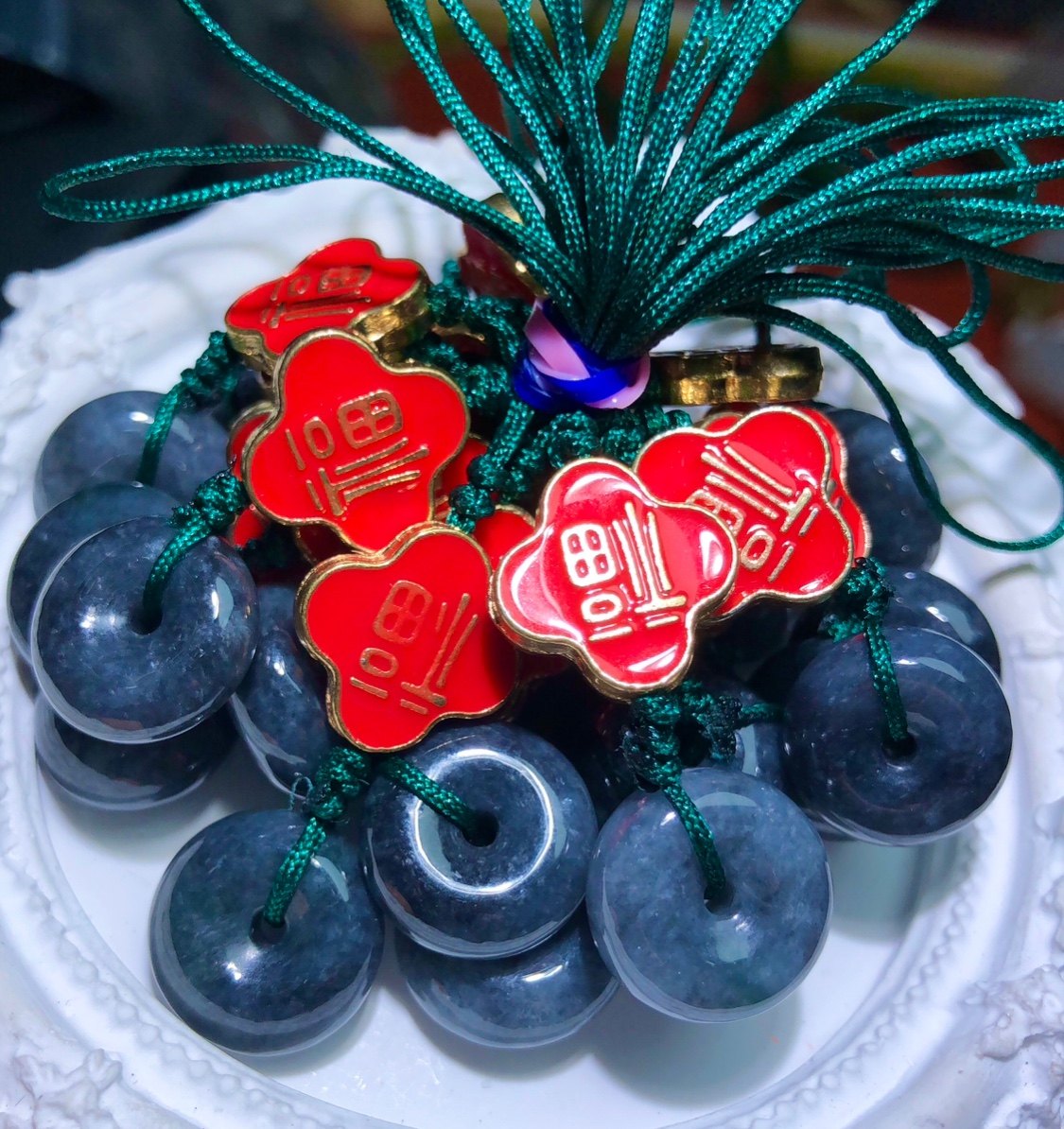 天然A货翡翠乌鸡平安扣甜甜圈手机挂钥匙扣吊坠14mm包挂车挂便携