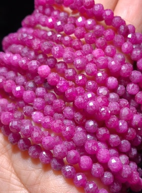 ZZ0400 老烧红宝石刻面手链圆珠4mm本命年男女礼物单圈