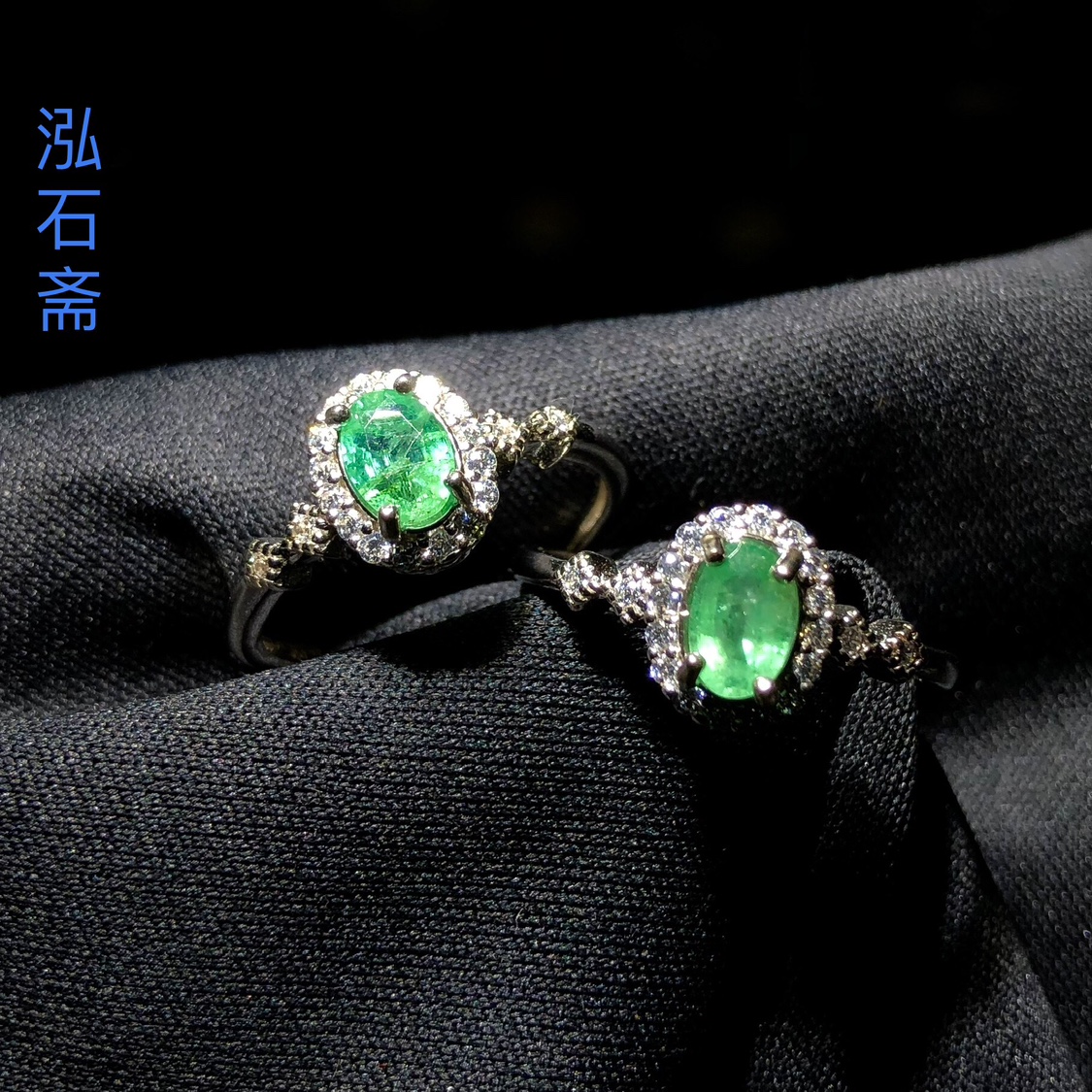 M377 天然祖母绿戒指8mm四爪款活口s925银彩色宝石女首饰礼物