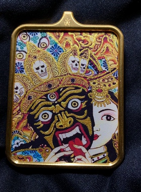 20A16 唐卡扎基拉姆前生今世吊坠女财神藏式挂件彩绘57/42mm首饰