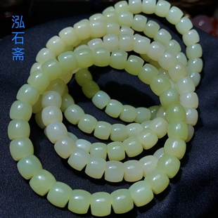 ZZ0160 天然和田玉黄口直切手链约8mm新疆若羌鸡油黄极限弧手串