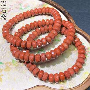 1A25 天然红碧玉刻面手链串红碧石单圈算盘珠8-9mm本命年男女礼物