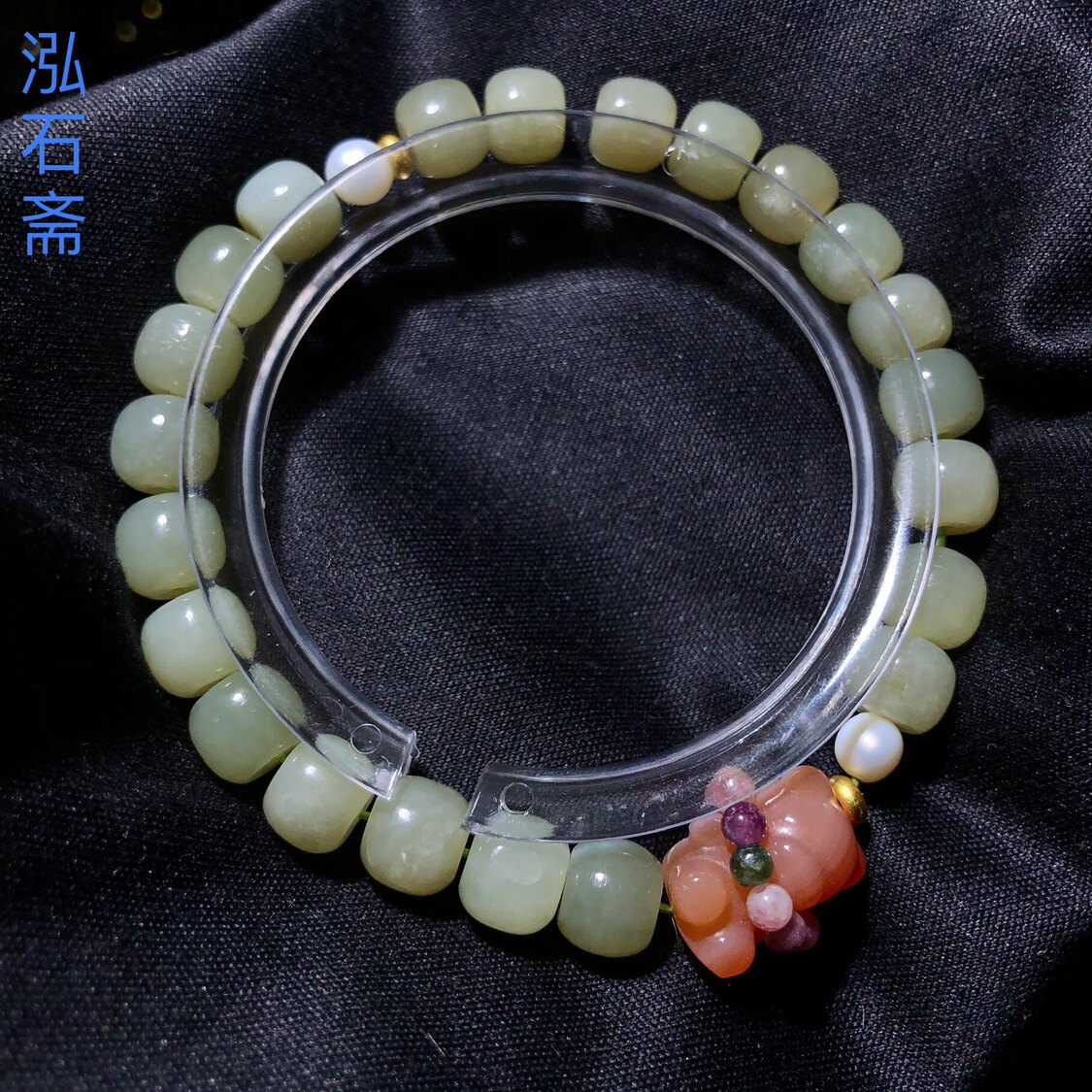 YY0227 天然和田玉且末蓝手链串约8mm老型珠原创盐源小熊碧玺围脖