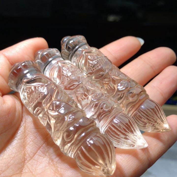 WW0904手工雕天然水晶九尾狐文昌笔68-72mm 无孔