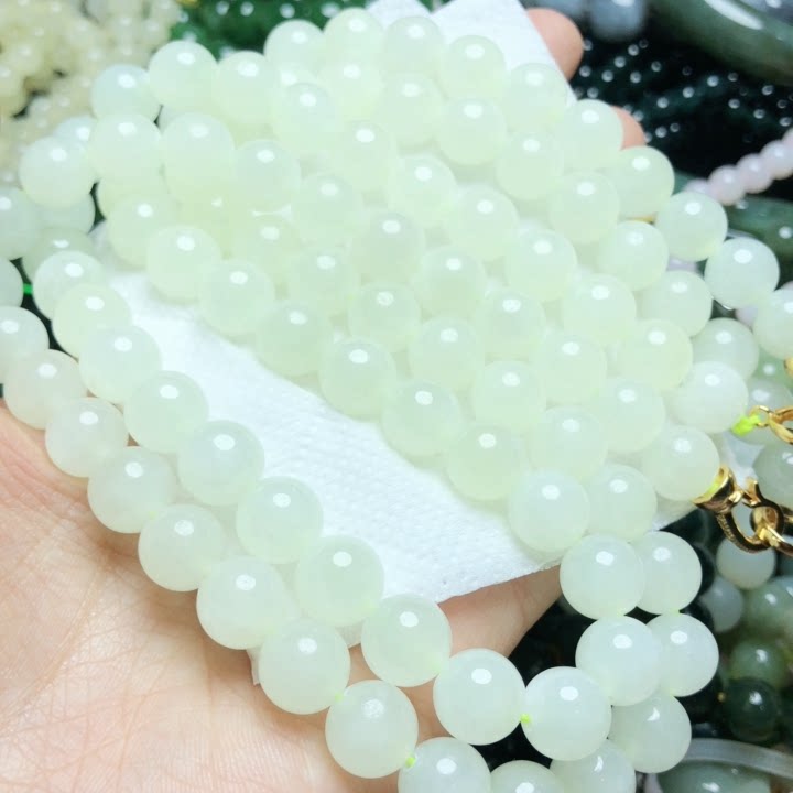 天然和田玉项链妈妈链冰润