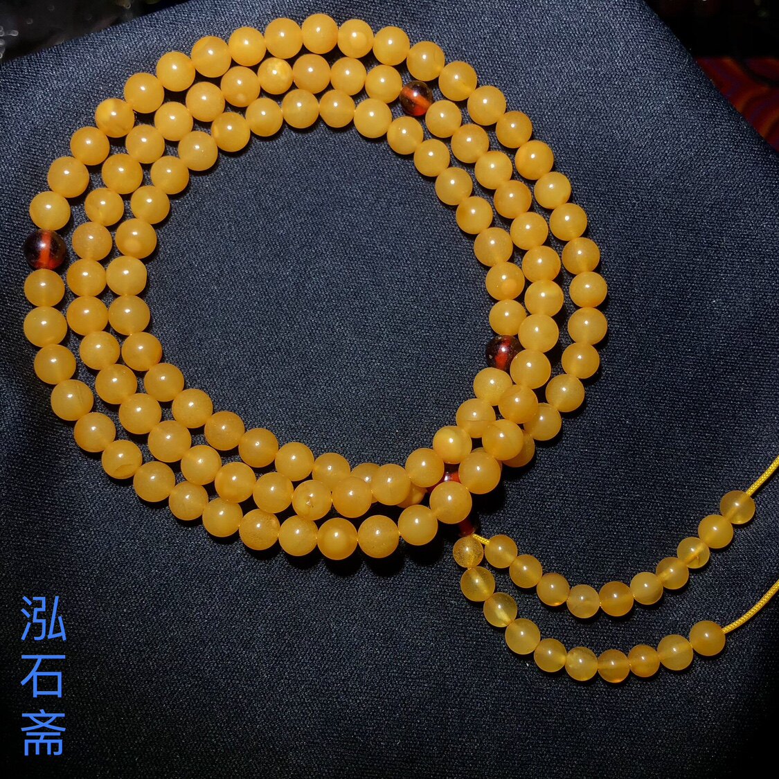 VV0464 天然蜜蜡佛珠串6mm琥珀多圈血珀毛衣链项链约6mm鸡油黄蜜