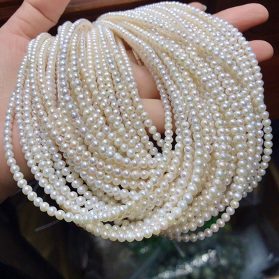 ZZ0958天然珍珠项链白珍珠小米珠锁骨链baby珠925银淡水珍珠3/4mm