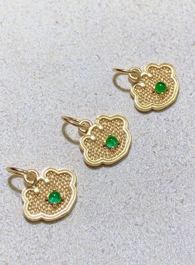 泓石斋 S925银一点绿复古如意滴流滴流吊坠女款吊坠项链挂饰