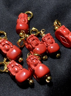 YY0100 朱砂貔貅吊坠本命年帝王红纱14/9mm挂件diy手链串滴流配饰