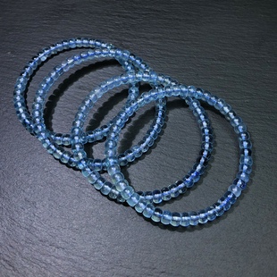 天然海蓝宝直切手链浅蓝手串单圈水冰蓝药片珠男女礼物