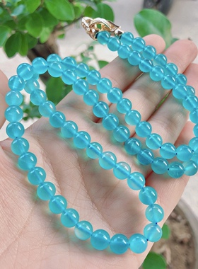 F984 天然天河石锁骨链项链冰种天河石老料莫桑比克6-7mm