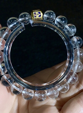 53A102 天然白水晶手链8-9mm冰透男女款单圈手串正品首饰水晶之王